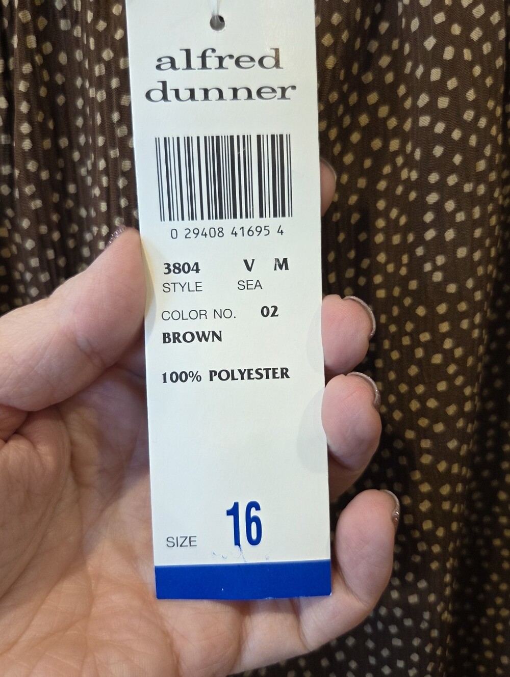 NWT Alfred Dunner Brown Polka Dot Crinkle Pants Size 16 Elastic Waist Vintage - Picture 12 of 13